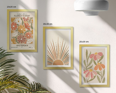 Bilderset mit rahmen Blumen in Pastellfarben im Sonnenlicht