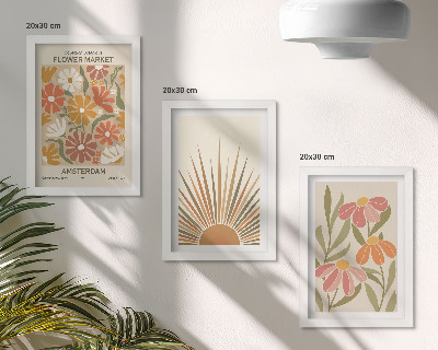 Bilderset mit rahmen Blumen in Pastellfarben im Sonnenlicht