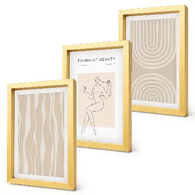 Fotowand mit abstrakten Mustern und zarter Boho-Dekoration
