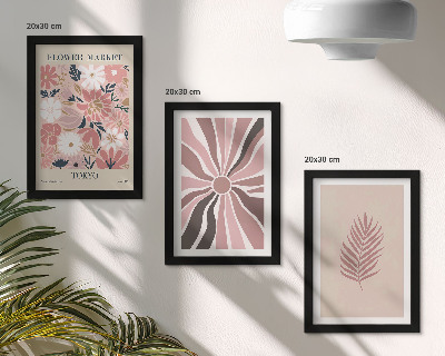 Bilderset mit rahmen Blumenmuster mit Blättern und geometrischen Formen
