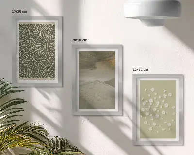 Fotowand mit wellenförmigen abstrakten Mustern und Boho-Blumen