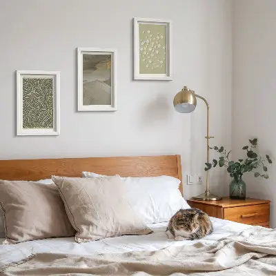 Fotowand mit wellenförmigen abstrakten Mustern und Boho-Blumen