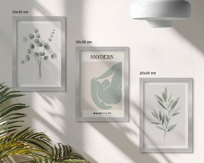 Bilderwand Pflanzenmotive in zarten Grüntönen