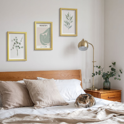 Bilderwand Pflanzenmotive in zarten Grüntönen