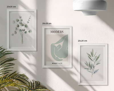Bilderwand Pflanzenmotive in zarten Grüntönen