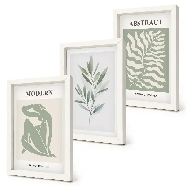 Bilderset mit Rahmen Matisse Design mit Aquarell Boho Pflanzen