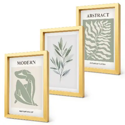 Bilderset mit Rahmen Matisse Design mit Aquarell Boho Pflanzen