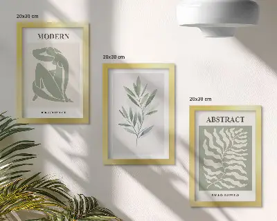 Bilderset mit Rahmen Matisse Design mit Aquarell Boho Pflanzen