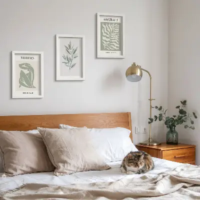 Bilderset mit Rahmen Matisse Design mit Aquarell Boho Pflanzen