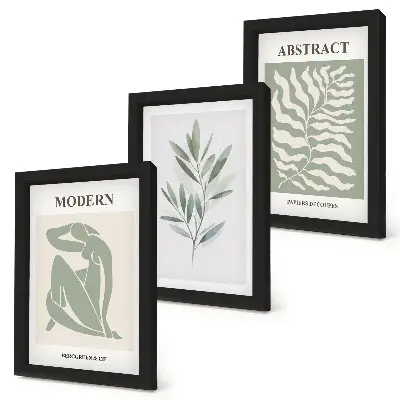 Bilderset mit Rahmen Matisse Design mit Aquarell Boho Pflanzen