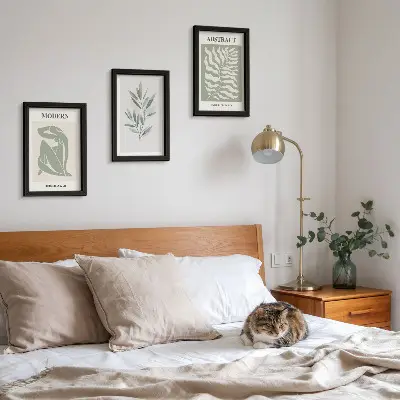 Bilderset mit Rahmen Matisse Design mit Aquarell Boho Pflanzen