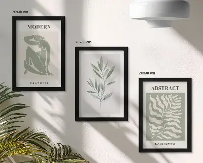 Bilderset mit Rahmen Matisse Design mit Aquarell Boho Pflanzen