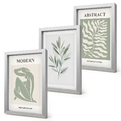 Bilderset mit Rahmen Matisse Design mit Aquarell Boho Pflanzen
