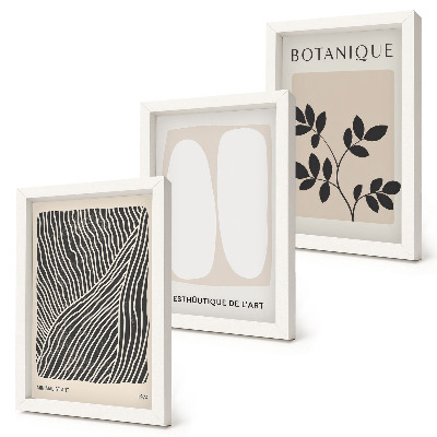 Fotowand Florale Muster und minimalistische Linien in neutralen Farben
