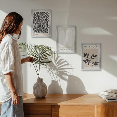 Fotowand Florale Muster und minimalistische Linien in neutralen Farben
