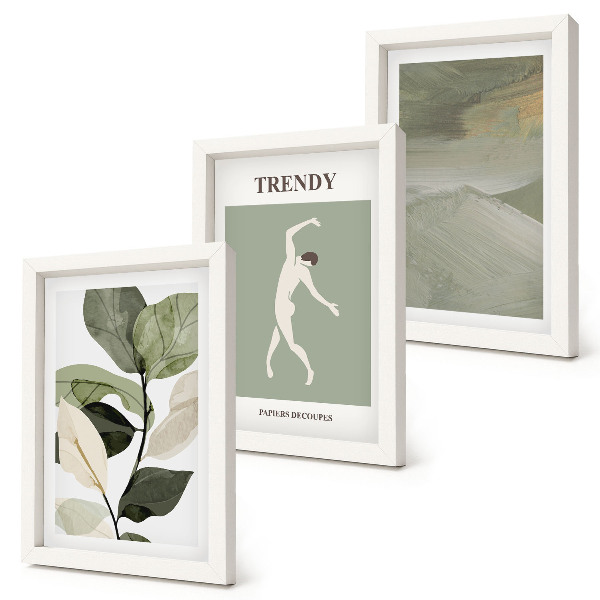 Bilderwand Pflanzenmuster mit Silhouetten und abstrakten Formen