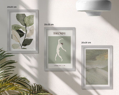 Bilderwand Pflanzenmuster mit Silhouetten und abstrakten Formen
