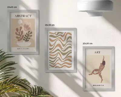 Bilderwand mit abstrakten Matisse Boho Formen und Mustern