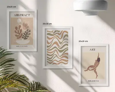 Bilderwand mit abstrakten Matisse Boho Formen und Mustern
