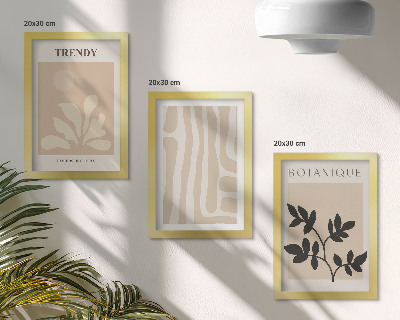 Bilderwand Stilvolle Pflanzenmuster in Beige- und Schwarztönen