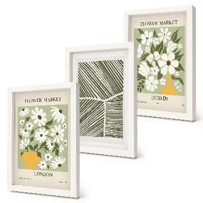 Blumenmuster London und Dublin abstrakte Linien bilderset mit rahmen