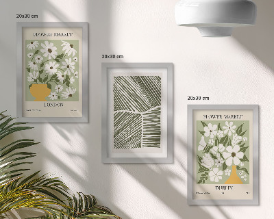 Bilderset mit rahmen Blumenmuster London und Dublin abstrakte Linien