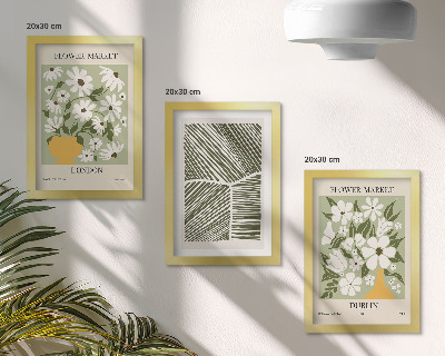 Bilderset mit rahmen Blumenmuster London und Dublin abstrakte Linien