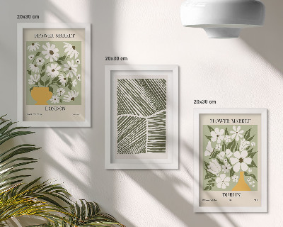 Bilderset mit rahmen Blumenmuster London und Dublin abstrakte Linien