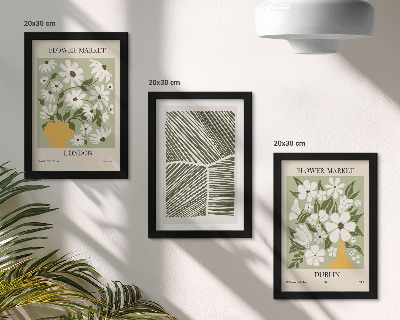 Bilderset mit rahmen Blumenmuster London und Dublin abstrakte Linien
