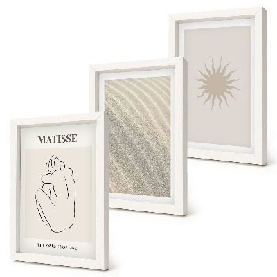 Fotowand Minimalistische Linien, Sand, Wellen, Sonne