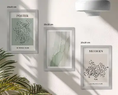 Blumen in einer Vase modernes und minimalistisches Bilderset mit Rahmen