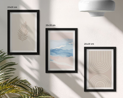 Bilderset mit rahmen Blätter und Wellen in Beige- und Blautönen