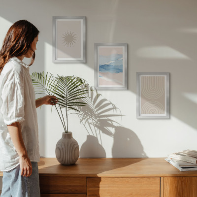 Fotowand Sonne, Wellen und abstrakte Linien in Pastellfarben