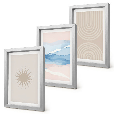 Fotowand Sonne, Wellen und abstrakte Linien in Pastellfarben