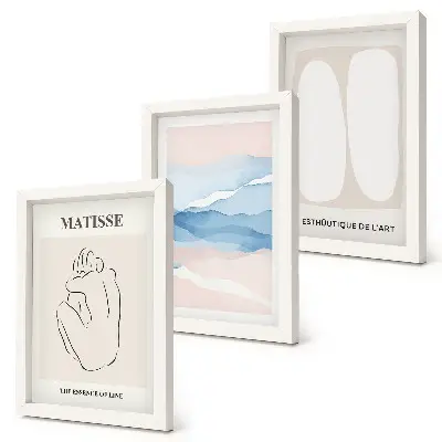 Bilderset mit Rahmen abstrakte Formen und zarte Farben von Matisse