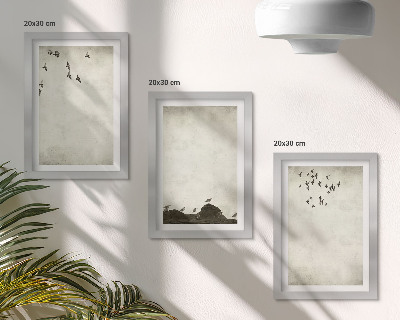 Bilderwand Fliegende Vogelschar im minimalistischen Stil