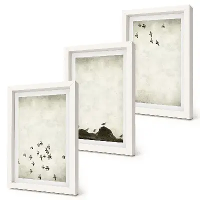Bilderset Vögel im Flug im minimalistischen Stil mit Rahmen