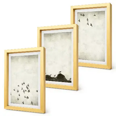 Bilderset Vögel im Flug im minimalistischen Stil mit Rahmen