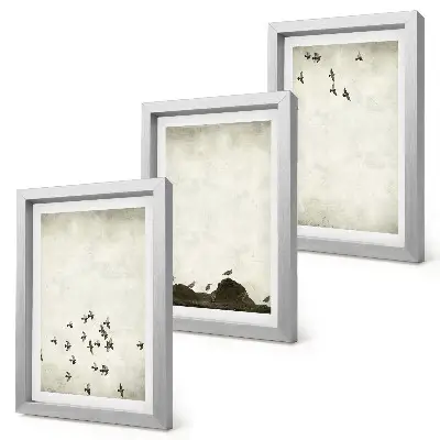 Bilderset Vögel im Flug im minimalistischen Stil mit Rahmen