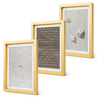 Bilderset mit rahmen Natürliche Texturen Holz Steine ​​Seil