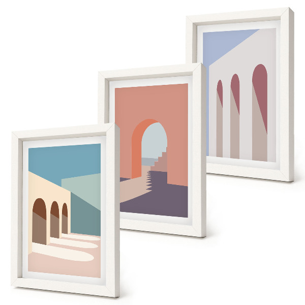 Bilderwand Minimalistische Pastellgrafiken der Stadtarchitektur