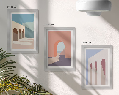 Bilderwand Minimalistische Pastellgrafiken der Stadtarchitektur