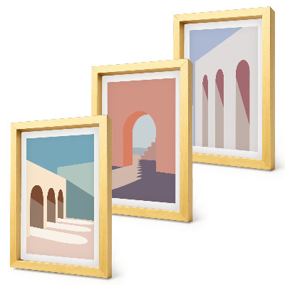 Bilderwand Minimalistische Pastellgrafiken der Stadtarchitektur