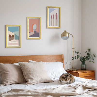 Bilderwand Minimalistische Pastellgrafiken der Stadtarchitektur