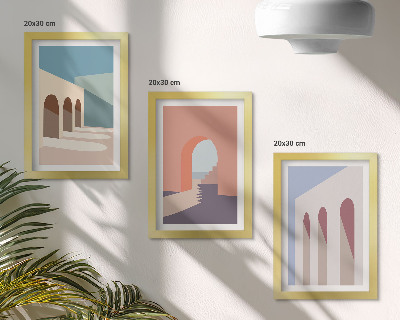 Bilderwand Minimalistische Pastellgrafiken der Stadtarchitektur