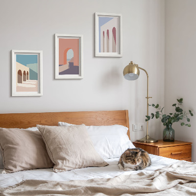 Bilderwand Minimalistische Pastellgrafiken der Stadtarchitektur