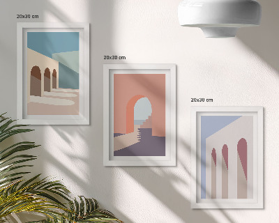 Bilderwand Minimalistische Pastellgrafiken der Stadtarchitektur