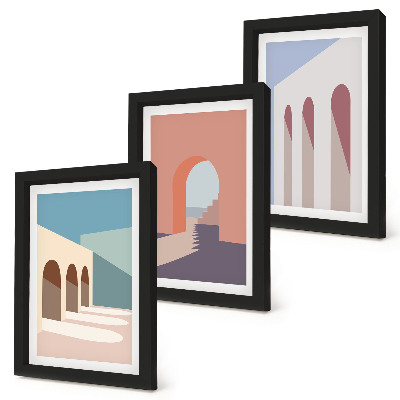 Bilderwand Minimalistische Pastellgrafiken der Stadtarchitektur