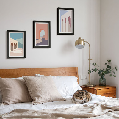 Bilderwand Minimalistische Pastellgrafiken der Stadtarchitektur