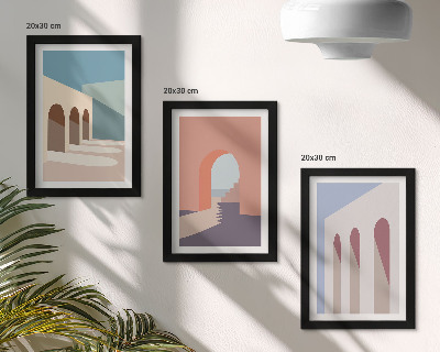 Bilderwand Minimalistische Pastellgrafiken der Stadtarchitektur